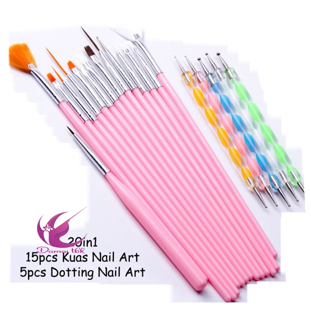 

Kuas Kuku Lukis Nail Art 20 in 1 Nail Art Dotting Tools Liner Drawing Brush Set Manicure Pedicure