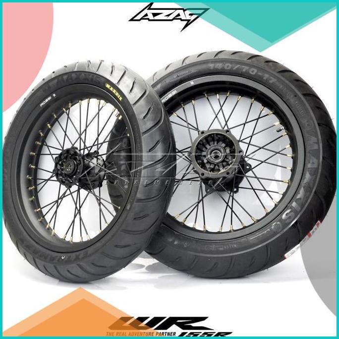 ban set yamaha wr 155 ring 17 modif supermoto maxxis rossi scarlet pnp