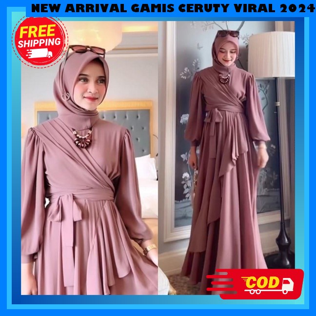 Gamis Terbaru 2024 Lebaran Wanita Import Remaja Gamiis Hari Raya Gemis Rmja Viral Keinian Dress Rema