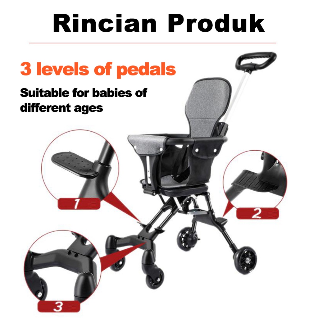 [BABY'S NEEDS] FLYBB Magic Stroller Baby 2 Way Travel Lightweight Foldable (Sepeda Motor Dapat