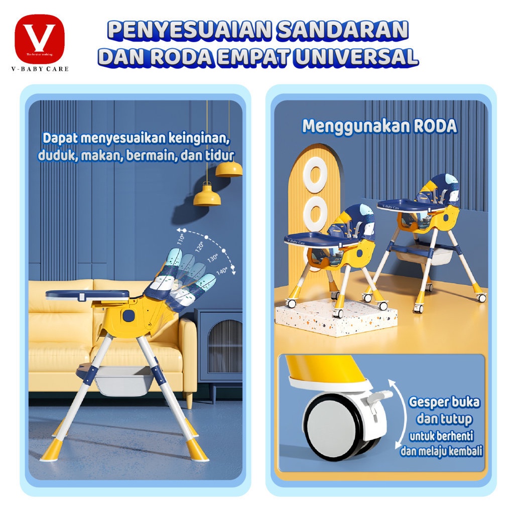 [BABY'S NEEDS] V-BABYCARE kursi makan untuk baby MULTIFUNGSI / VBABY G02