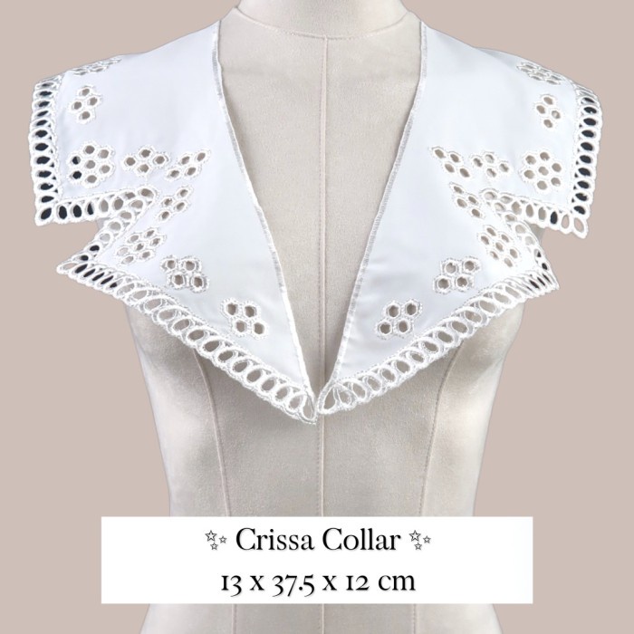 

Fake Collar Aplikasi Baju Kemeja Dress Trend Kerah Renda Bordir Crissa
