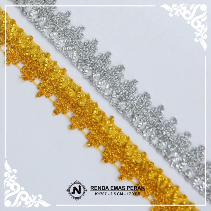 

RENDA EMAS PERAK MAHKOTA K1707 PER ROLL pita renda ribbon lace trim
