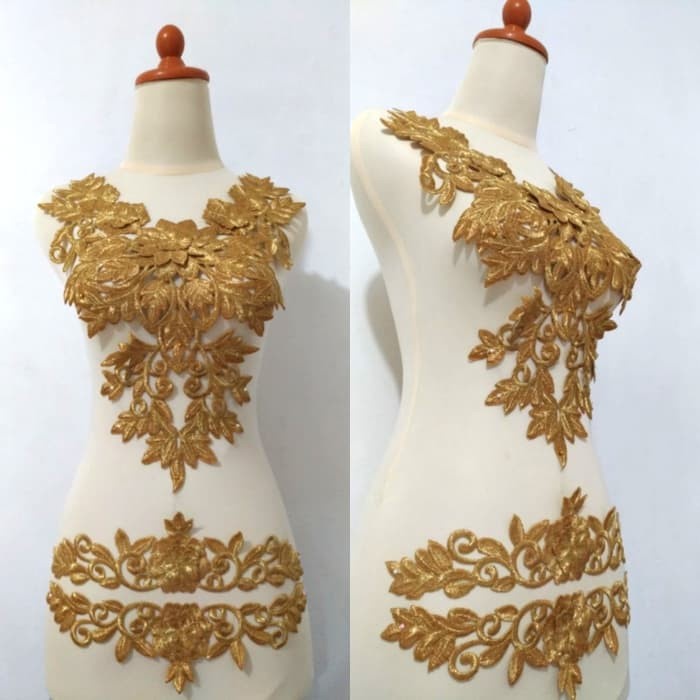 

Renda Bordir Motif Borju Set Warna Emas