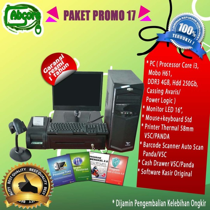 

Paket Komputer Kasir Core I3 Fullset