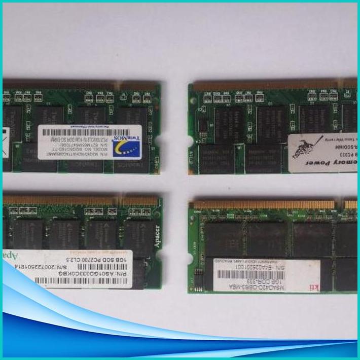 memory ram laptop sodim 1gb - ddr1, pc333 - 2700, merk campur [tsg]