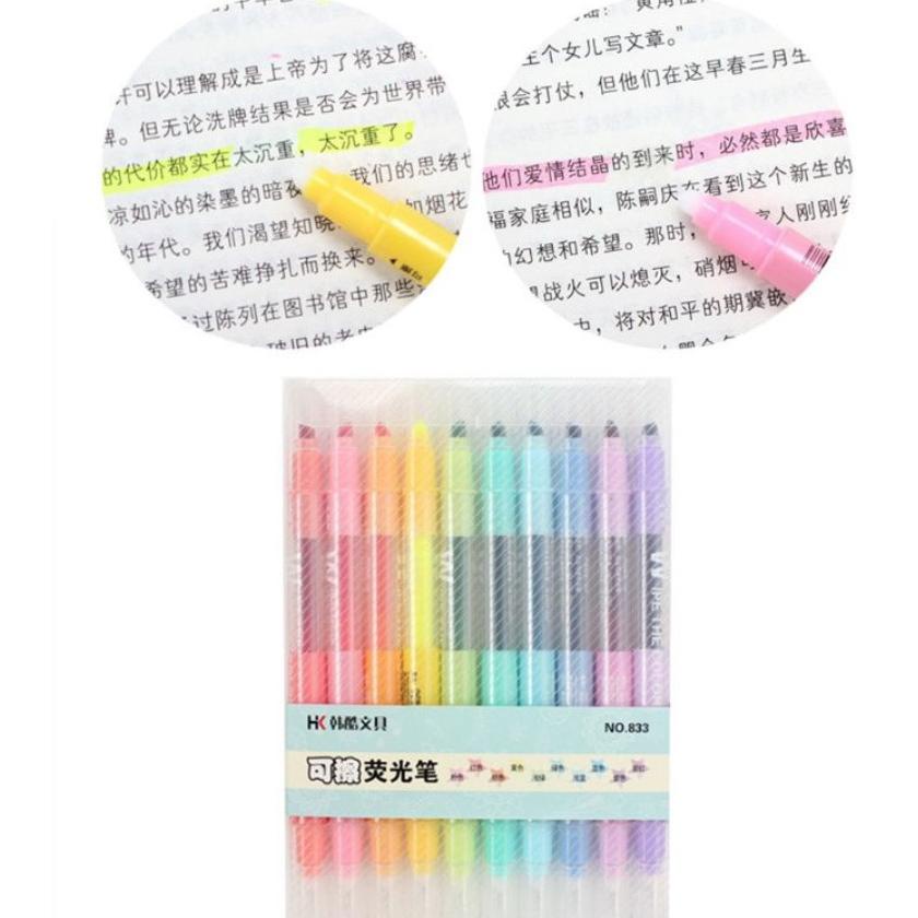 

10Pcs Spidol Highlighter Cair Warna Pastel Bisa Dihapus 833