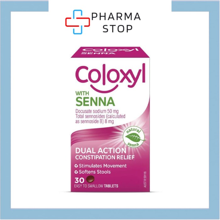 Coloxyl With Senna 30Tabs Pencahar Anti Konstipasi Sulit Bab Laksatif