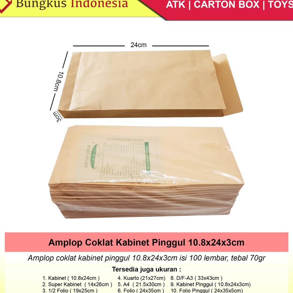 

Amplop Coklat Kabinet Pinggul 11X24Cm Isi 100Lbr Amplop Uang