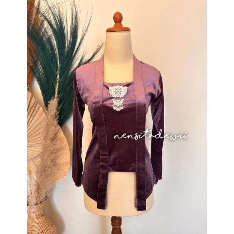 Terlaris Kebaya Bludru Kutubaru - Warna Ungu Taro Cod