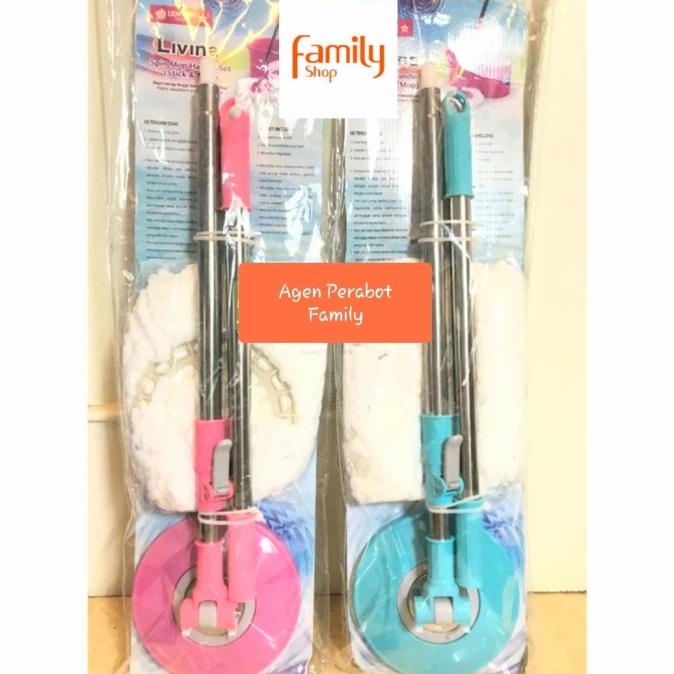 Alat Pel Lantai Lion Star Livina Spin Mop Handle Set Gagang dan Pel