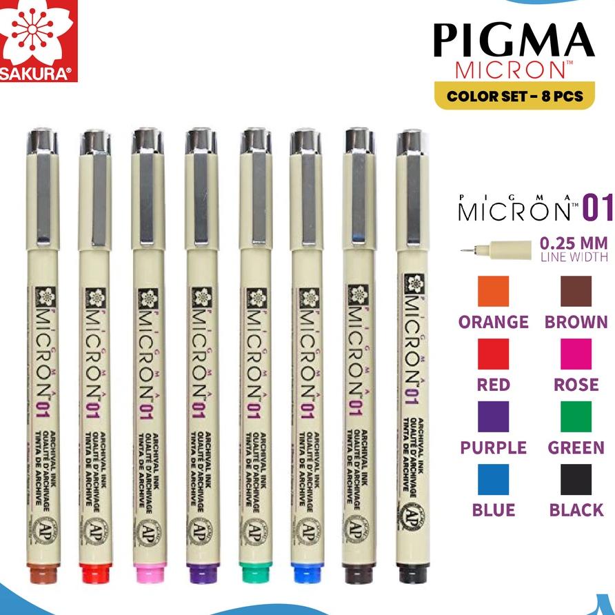 

Drawing Sakura Pigma Cron Set 8 Color Pigment Ink Pul Gambar