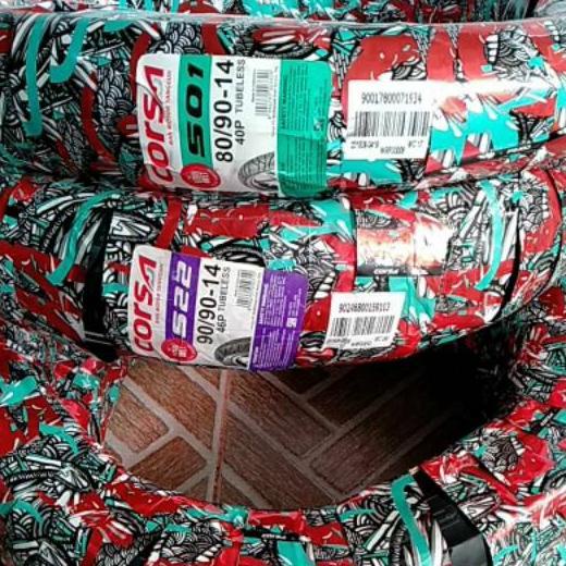 Paket Ban Tubles Corsa Matic 80/90 + 90/90.14 Dapat 2 Ban Depan + Blakang Free Til For All Matic Hon