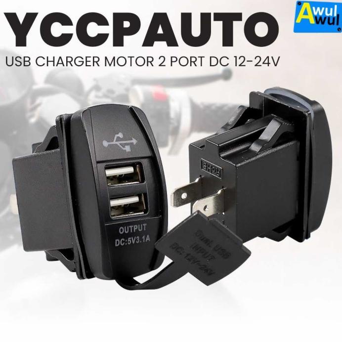 TERBAIK COLOKAN CAS HP UNTUK MOTOR | USB CHARGER MOTOR 2 PORT 3.1A DC 12-24V BEST QUALITY