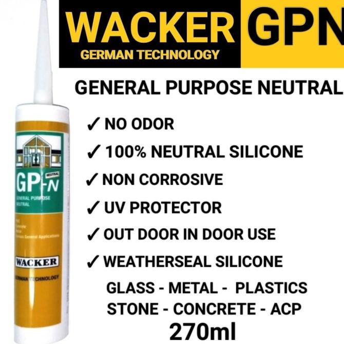 Wacker Gpn/Lem Kaca Silicone Sealant Wacker Gpn - Harga 1Box/25Botol Termurah