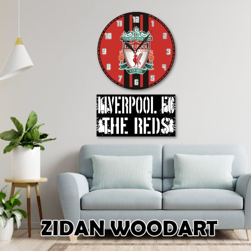 JAM DINDING KAYU CUSTOM HIASAN DINDING LOGO CLUB BOLA LIVERPOOL X EVERTON DIAMETER 30 CM FULL SET