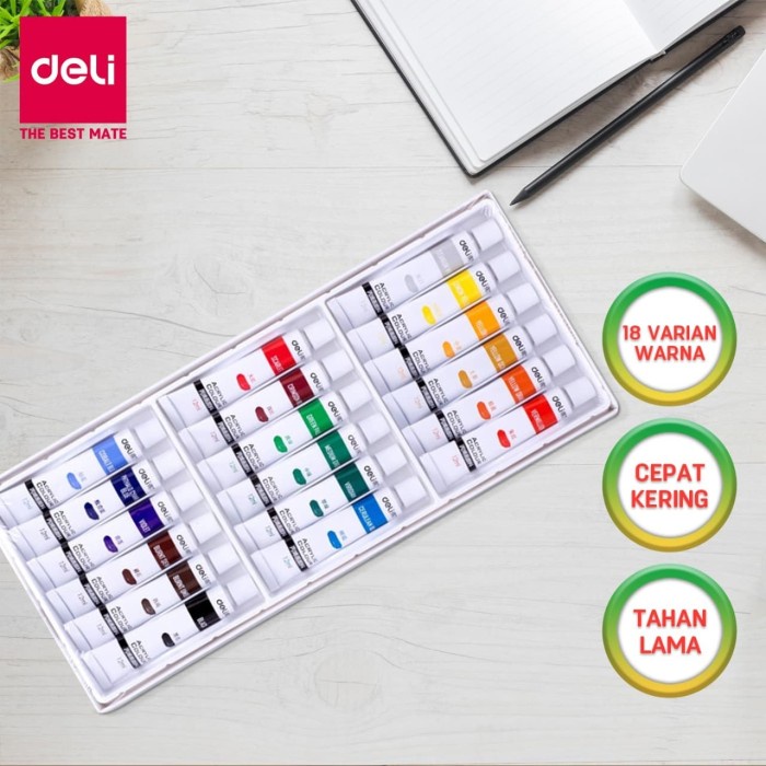 

DELI CAT AKRILIK 18 WARNA, CEPAT KERING DAN HALUS 73857 ORIGINAL TERBARU