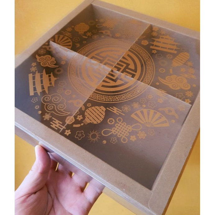 

5 pcs dus box cupcake mika motif imlek coklat sekat 4 size 11 cm