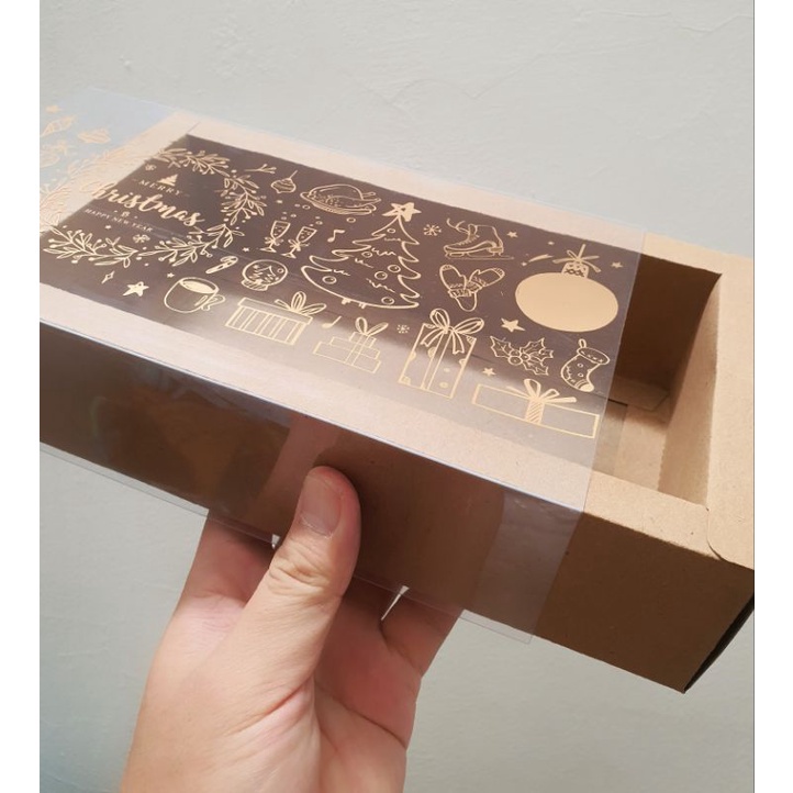 

5 pcs dus box bolu brownies mika motif natal coklat tanpa sekat 5 cm