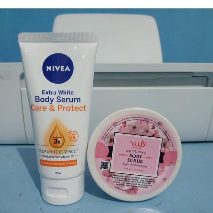 Body Scrub - Termurah Paket Pemutih Badan Wub Body Scrub Original, Nivea Body Serum