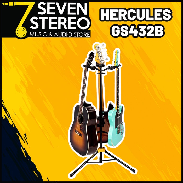 Stand Gitar - Hercules Stand Gs432B Triple Guitar Stand Untuk Gitar / Bass