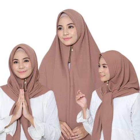 Terbaik Kerudung Ziper Syari Jumbo Polos Lasercut - Hijab Instant Zipper Jumbo Terbaik