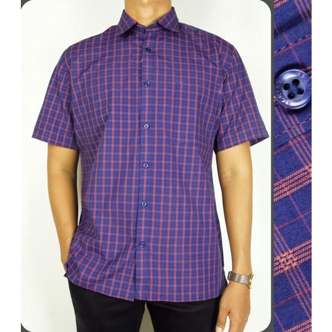 Terbaik Kemeja Pria Reguler Stanley Adams Lengan Pendek Motif 17 Original