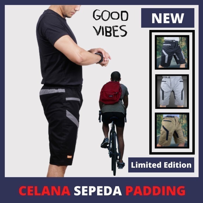 Promo Celana Padding Gel Sepeda Roadbike Pria Celana Gowes Pendek Mtb Cowok