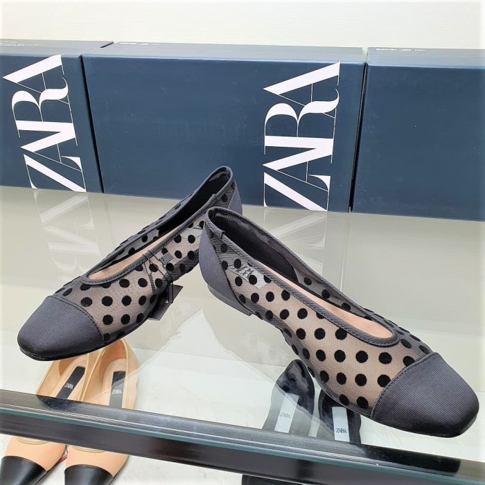 Zara Shoes Flat Dotted Mesh Original