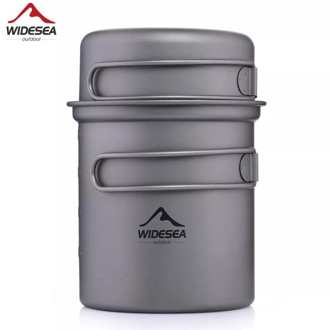 Widesea Cooking Set Nesting TITANIUM Alat Masak Camping Praktis UL