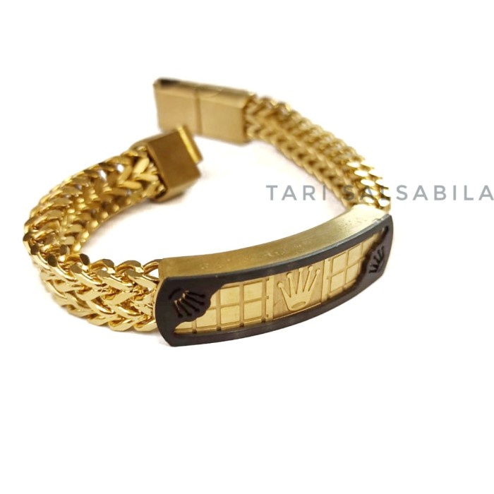 Gelang - Gelang Titanium Rolex Pria Lis Hitam Anti Karat Selamanya