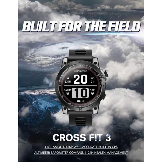 NORTH EDGE CROSS FIT 3 Jam Tangan Pria GPS Altimeter Barometer Kompas