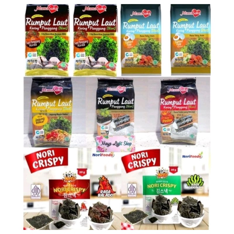 

Nori crispy snack rumput laut mama suka rumput laut snack seafood rice papper barbeque halal mui