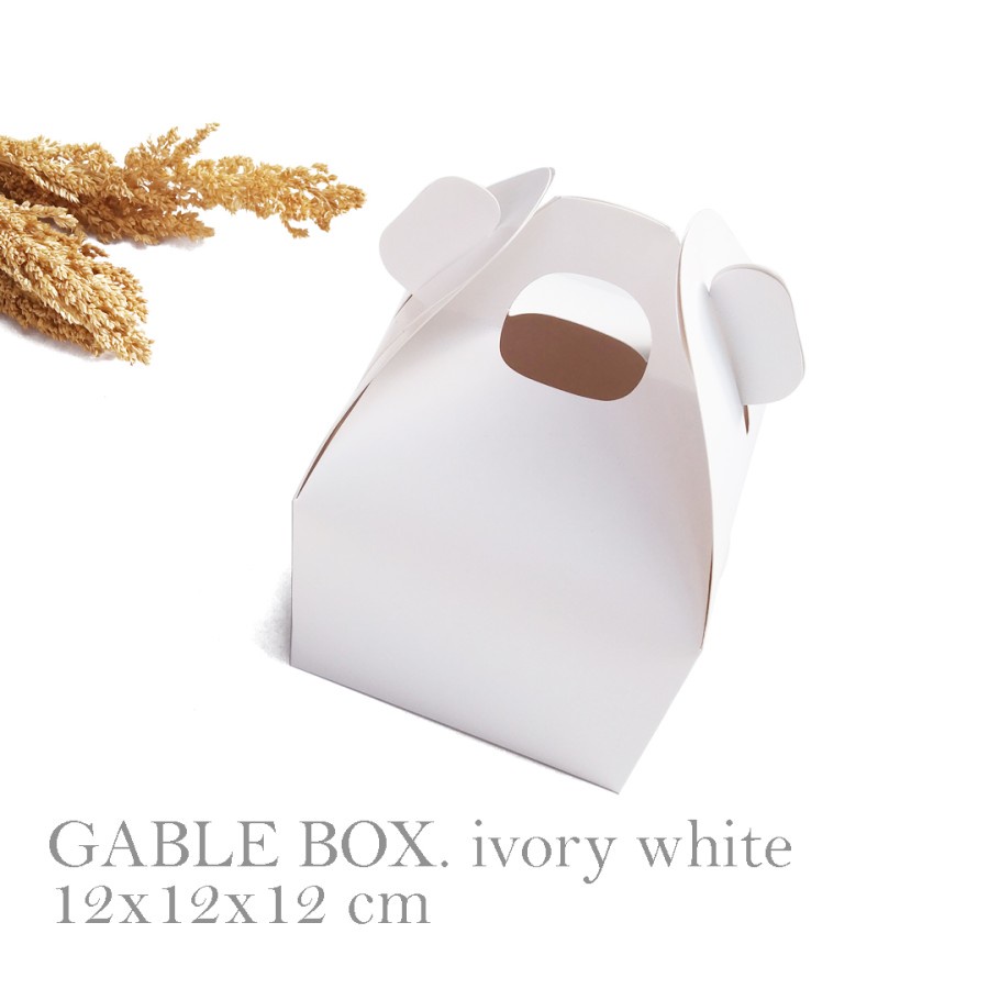 10 pcs gable box dus putih ivory kemasan cake size 12 x 12 x 12 cm