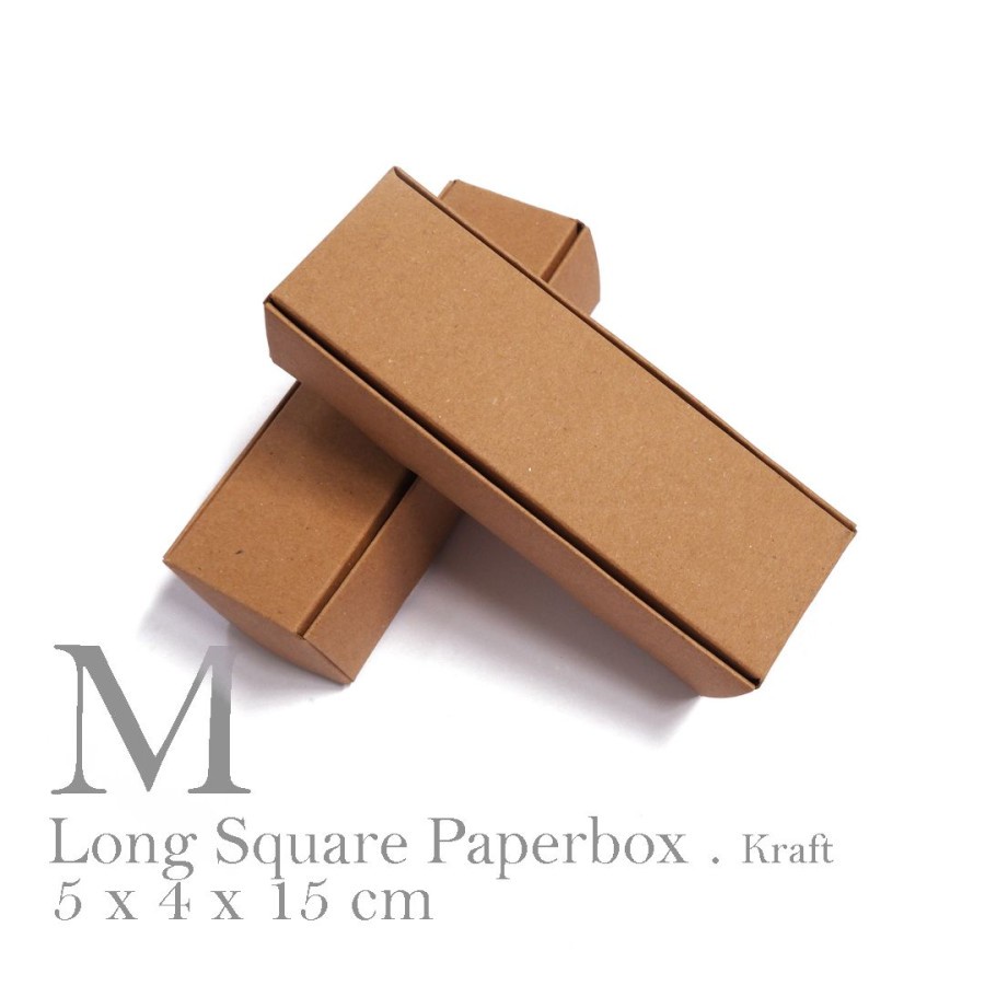 

10 pcs long paperbox square brown kraft medium size 5 x 4 x 15 cm