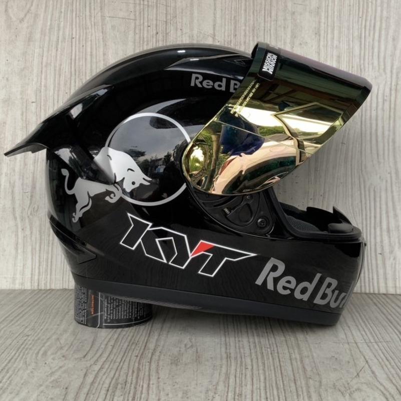 Helm Kyt R10 Solid Bla Redbull Sier Paket Ganteng | Helm Full Face Kyt R10