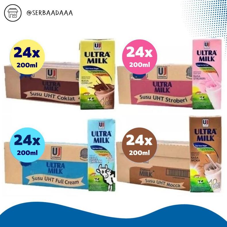 

Ready Susu Ultra Milk 200 ml 1 Karton Isi 24 Pcs Rasa Colelat | Strawbarry | Fullcream