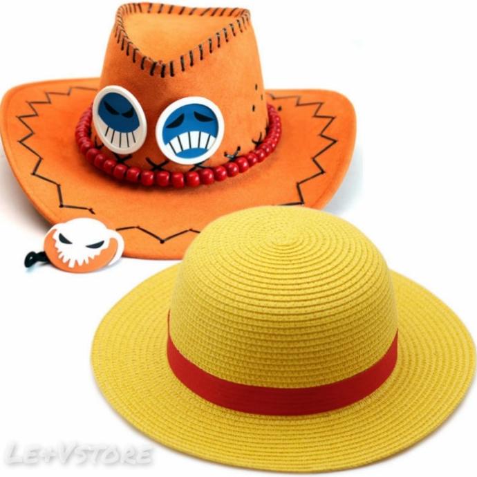 Topi Jerami Anime, Monkey D. Luffy One Piece warna original dan kuning mg