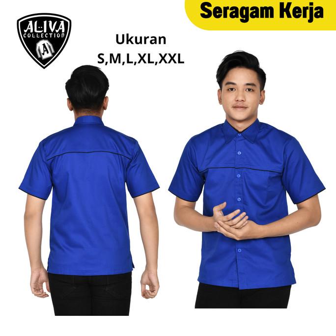 Kemeja aliva seragam kerja pria /seragam karyawan warna abu Mg