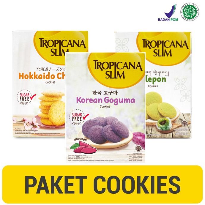 

Ready Paket Cookies 3 Rasa - Tropicana Slim Klepon Cookies, Hokkaido, dan Korean Goguma Cookies - Snack Biskuit Diet Rendah Kalori