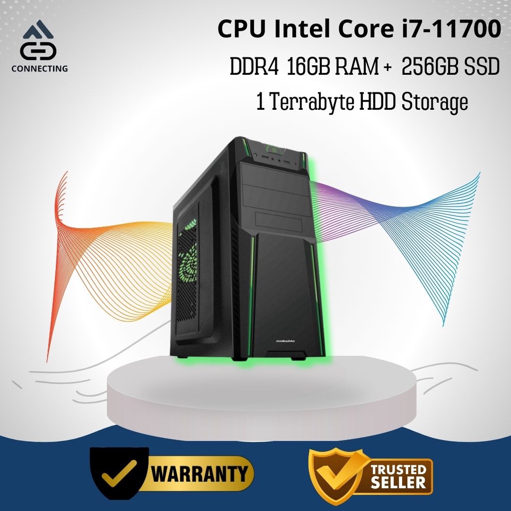 CPU PC Komputer Intel Core i7-11700 Gen-11 RAM 16GB SSD Rakitan Office