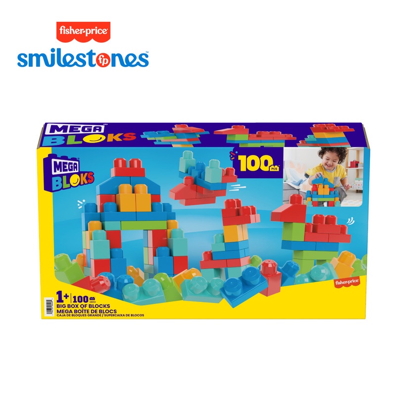 Mega Blocks Big Box of Blocks 100 pcs - Mainan Edukasi Anak Balita