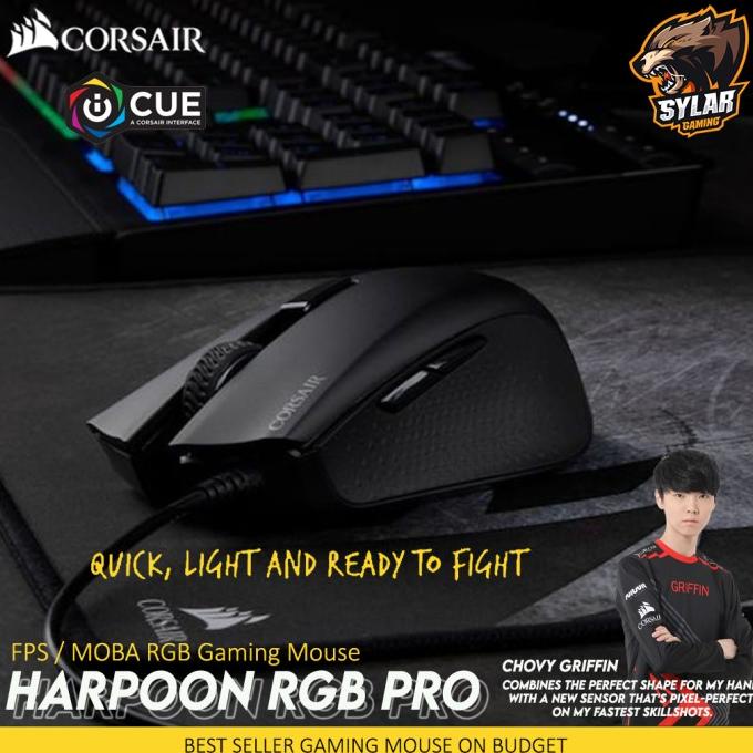 Corsair HARPOON RGB PRO FPS/MOBA Gaming Mouse Hitam Ergonomic