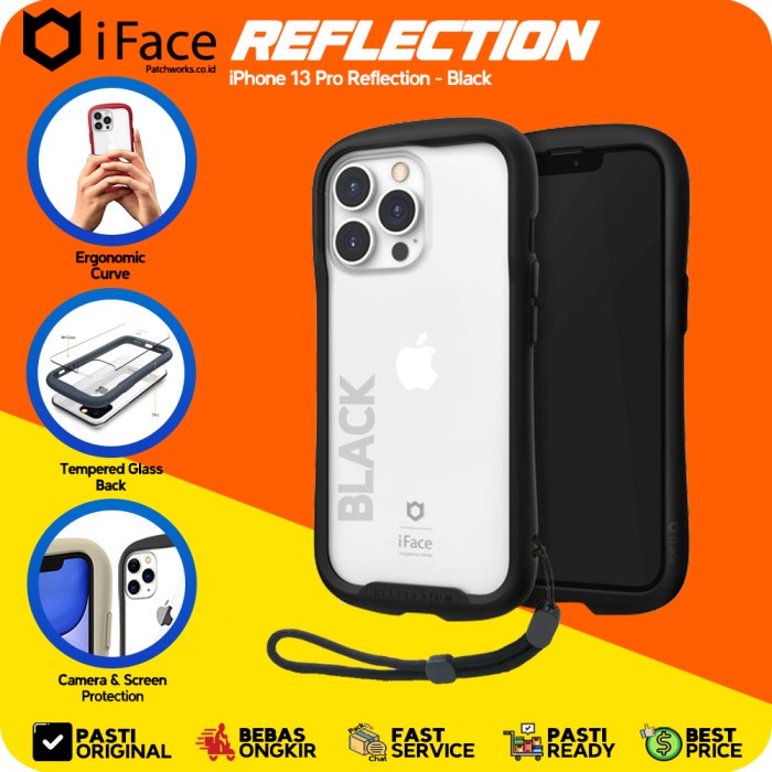 iFace iPhone 13 Pro Reflection Black Softcase Anti Crack Tahan Banting
