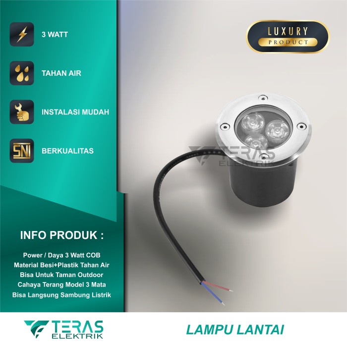 Lampu lantai LED tanam outdoor 3 Watt Lampu halaman Outdoor