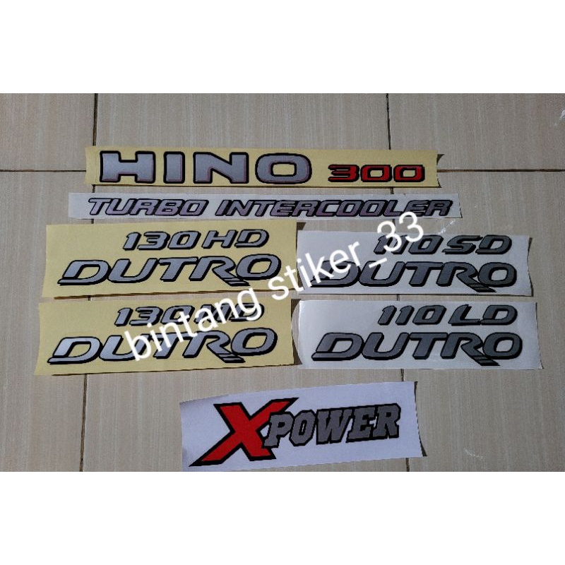 stiker tulisan hino 300 lohan/turbo intercoler/130md dutro 110 sd dutro 130hd dutro  110 ld dutro