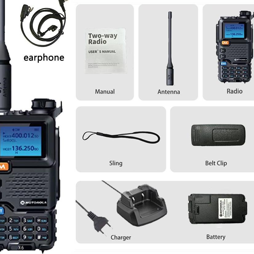Ht Motorola X6 Walkie Talkie Radio Fm Am Frekuensi Erbangan Baterai Kapasitas 4800 Daya Tinggi 10W