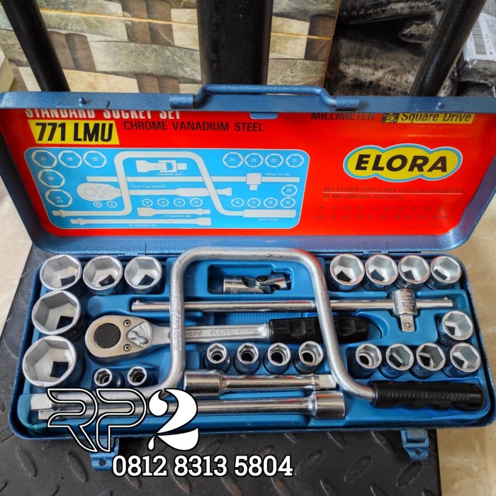 ELORA Kunci Sock Set DR. 1 /2" Socket Wrench Metric type Set 26 Pcs