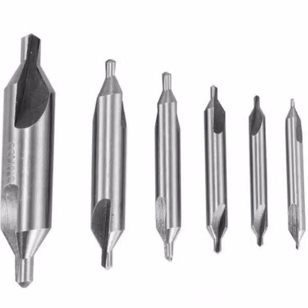 6Pcs Mata Bor Center Bubut Double Cut Hss center drill