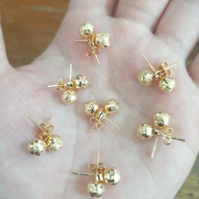 BIG SALE GIWANG ANTING PENTOL BOLA GOLD EMAS ASLI 375 8K MUDA MURAH 1 GRAM 1 GR 